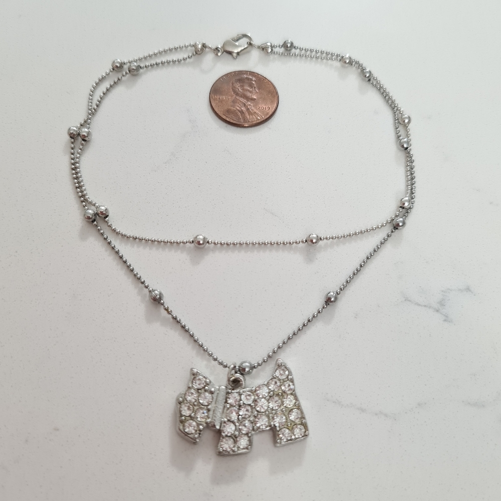 New Silver CZ Dog Pup Anklet 10.25" Women Girl